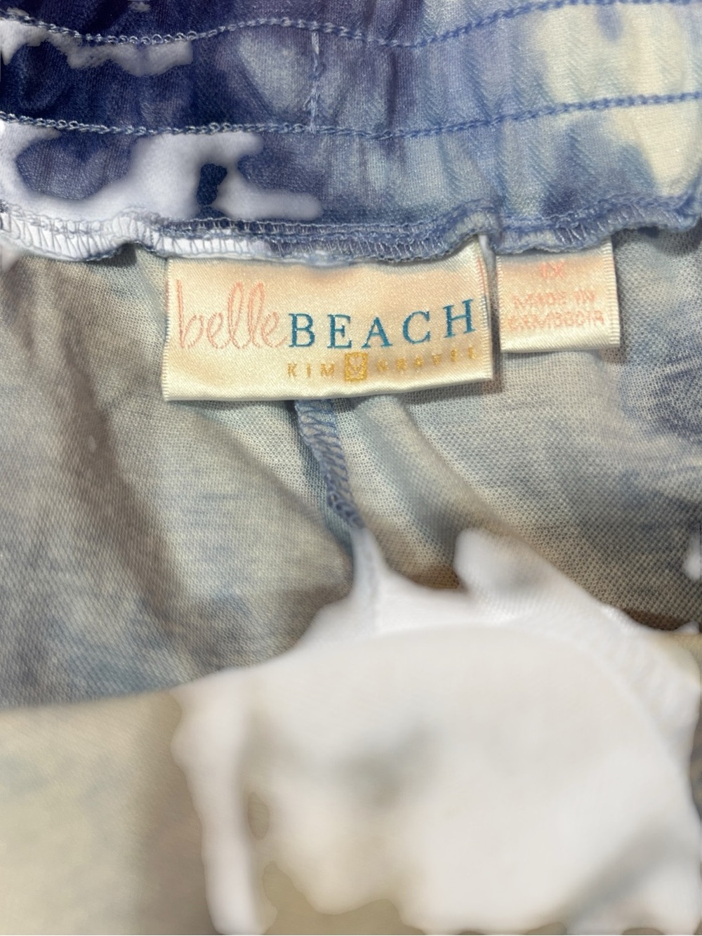 NWOT Belle beach by Kim Gravel Blue Tie-Dye knit Drawstring Shorts - Picture 4 of 4